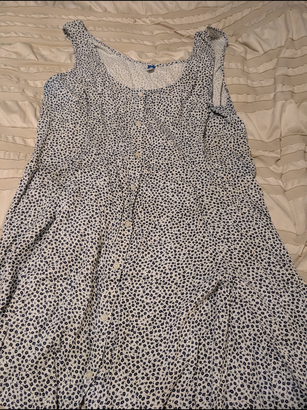 Old Navy White Dress with Navy Floral Print